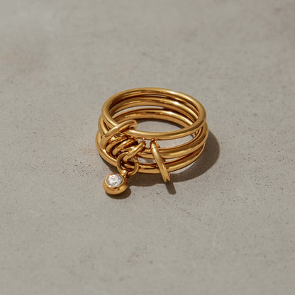 18K Gold and Silver Two Tone Bejeweled Multi Layers Spinelli Stacking Rings