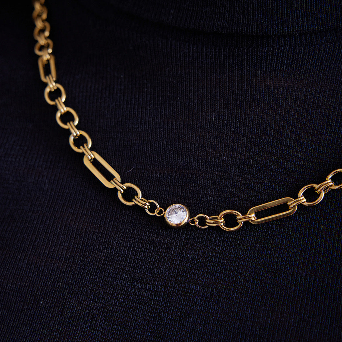 18K Gold One and Only Paperclip Circle Chain Long Necklace