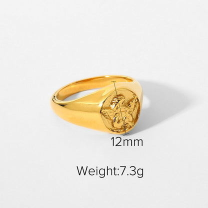 18K Gold Cupid Signet Ring