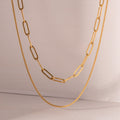 18K Gold Paperclip Chain Dainty Layered Necklace Set