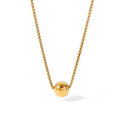 18K Gold Minimalist Bead Pendant Necklace