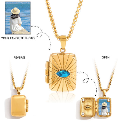 18K Gold Keepsake Heart Book Locket Pendant Box Chain Necklace