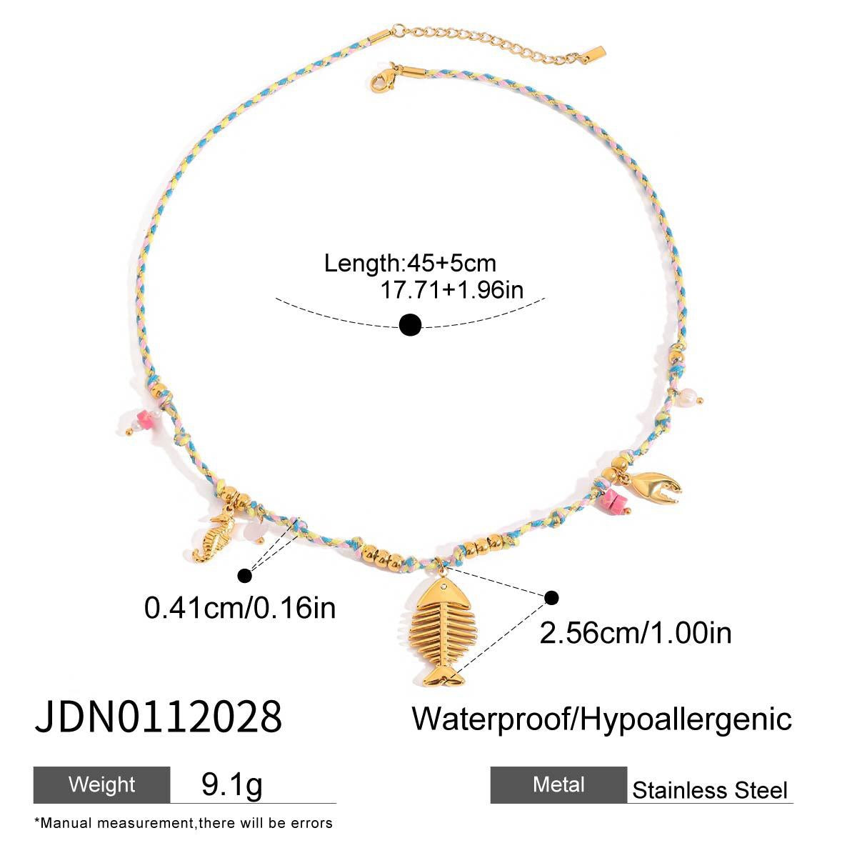 18K Gold Color String Ocean Themed Charm Necklace