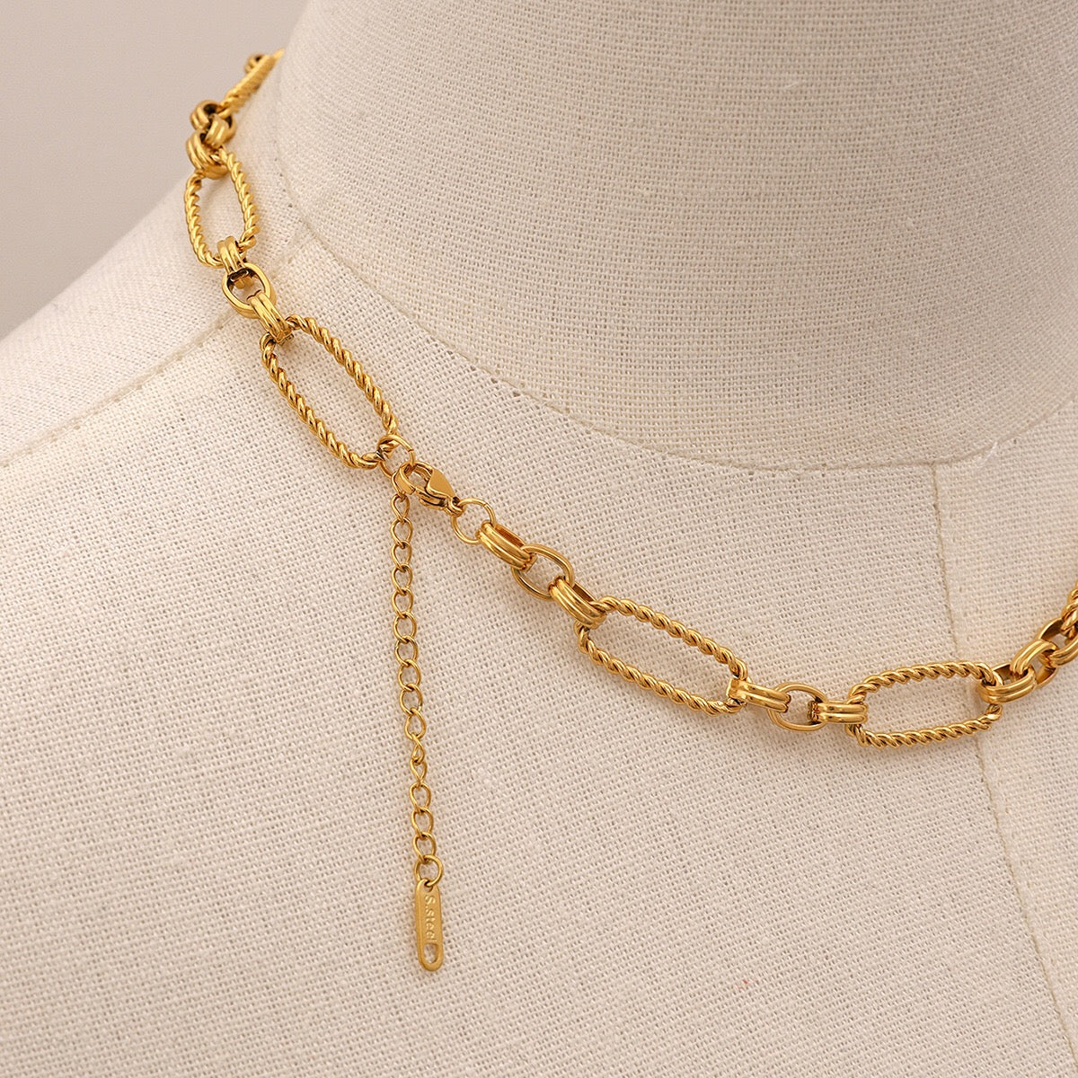 18K Gold Baroque Pearl Paperclip Chain Statement Charm Necklace