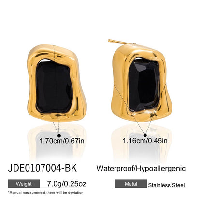 18K Gold Liquid Form Statement CZ Stud Earrings