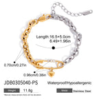 18K Gold and Silver Two Tone Safety Pin Dainty Chain Bracelet Stack