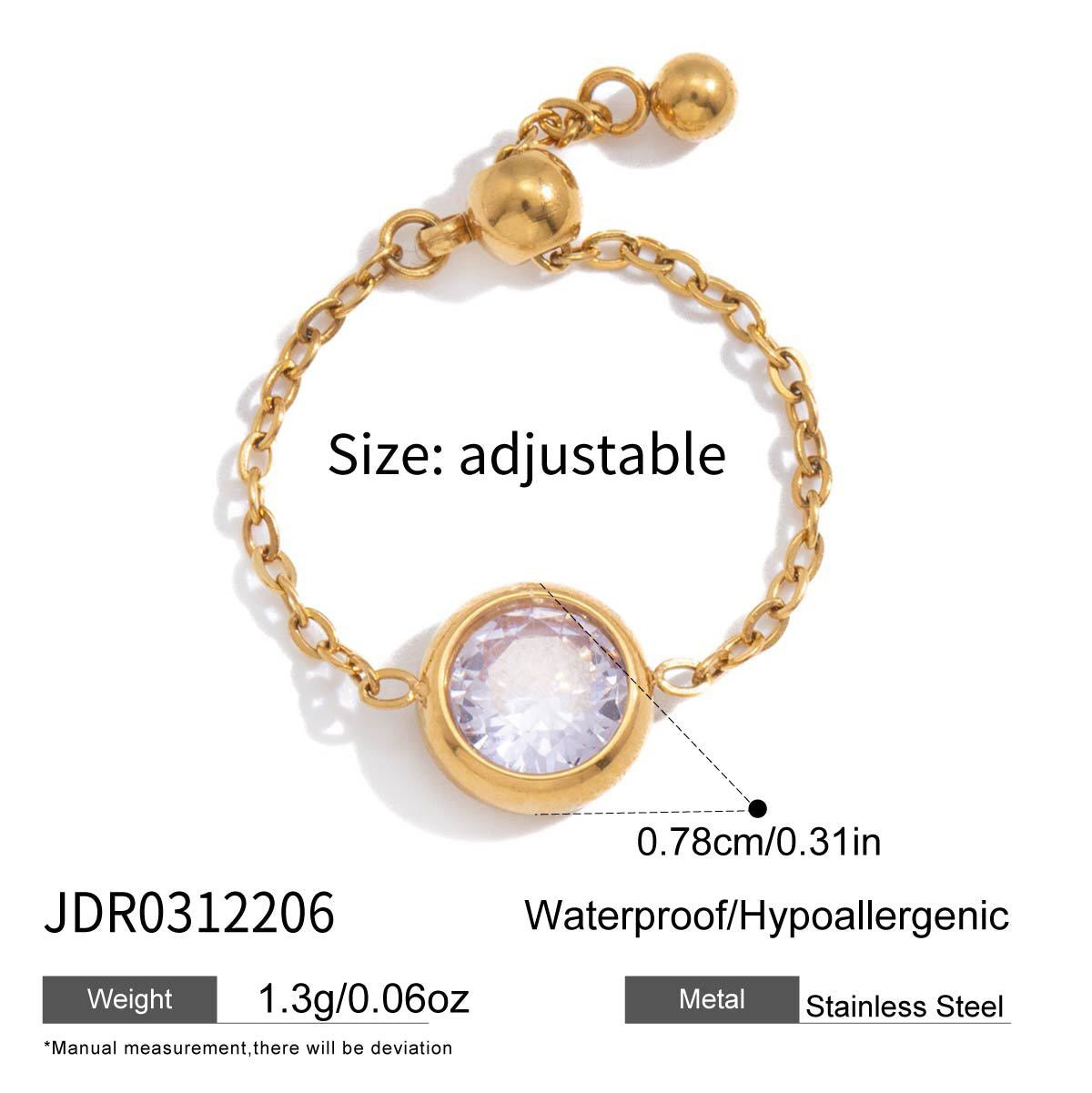 18K Gold Daydream Pink Butterfly Color Stones Adjustable Chain Ring