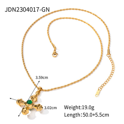 18K Gold Chunky Cross Necklace