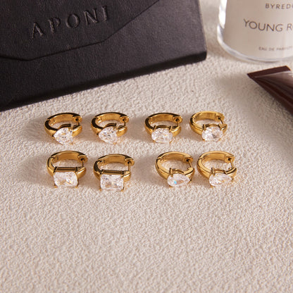 18K Gold Essential Bling Small Hoop Huggie Earrings