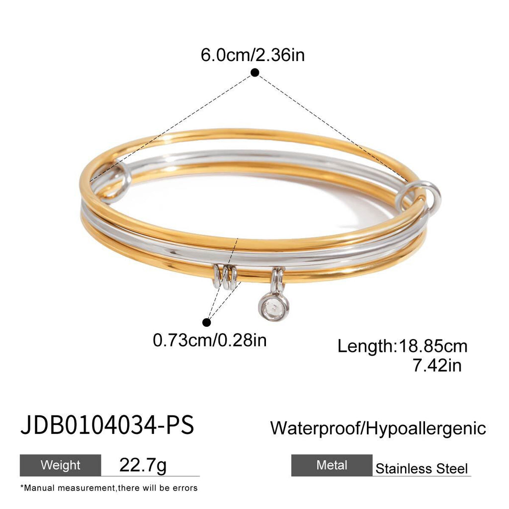 18K Gold and Silver Two Tone Spinelli Slim Bangle Bracelets Stack