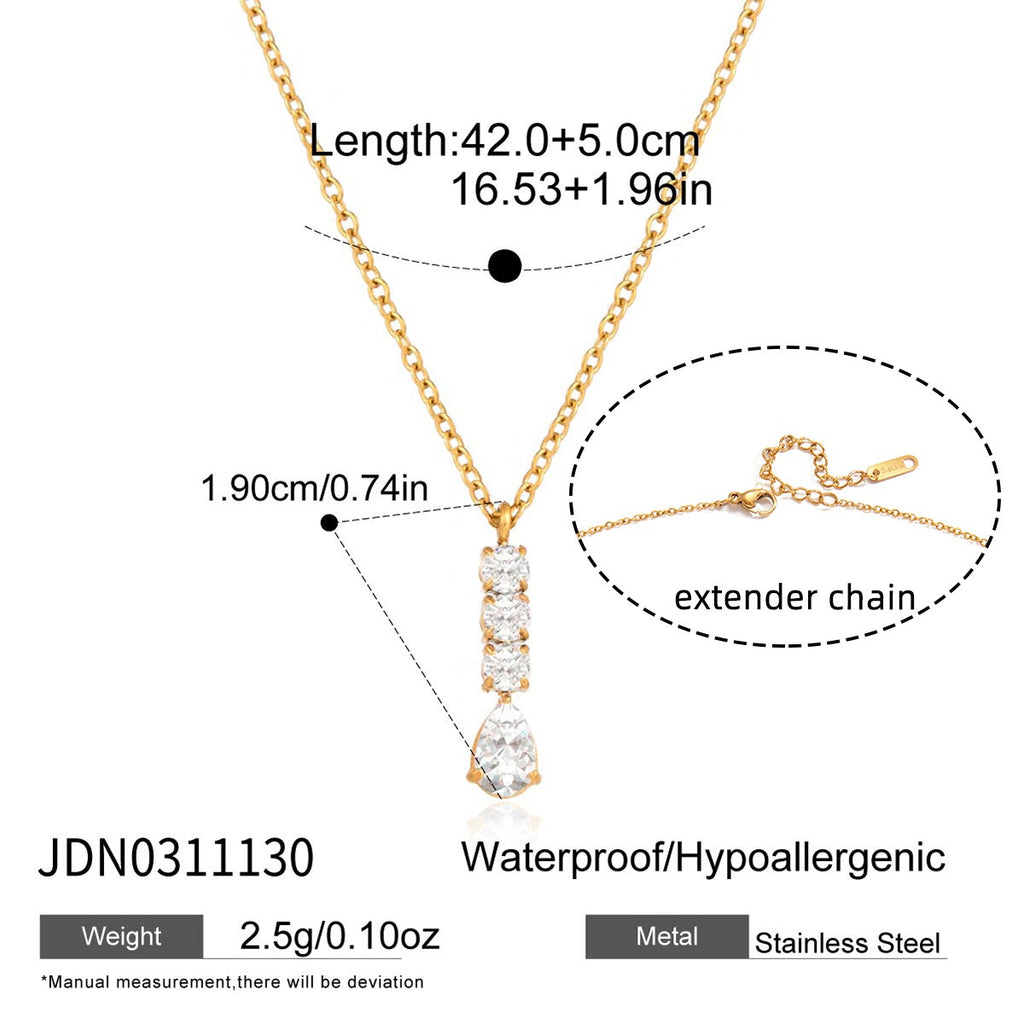 18K Gold High-wattage sparkle Pedant Y Shape Layered Necklace Set