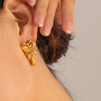 18K Gold Melting Heart Statement Stud Earrings