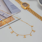 18K Gold Cherry Sprinkled Bling Dainty Necklace