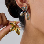 18K Gold Lush Flower Statement Stud Earrings