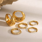 18K Gold Soft statement Small Hoop Huggie Earrings Set