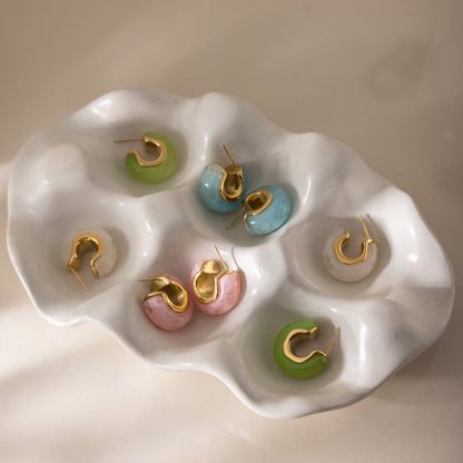 18K Gold Summer Gelato Chunky Hoop Huggie Earrings