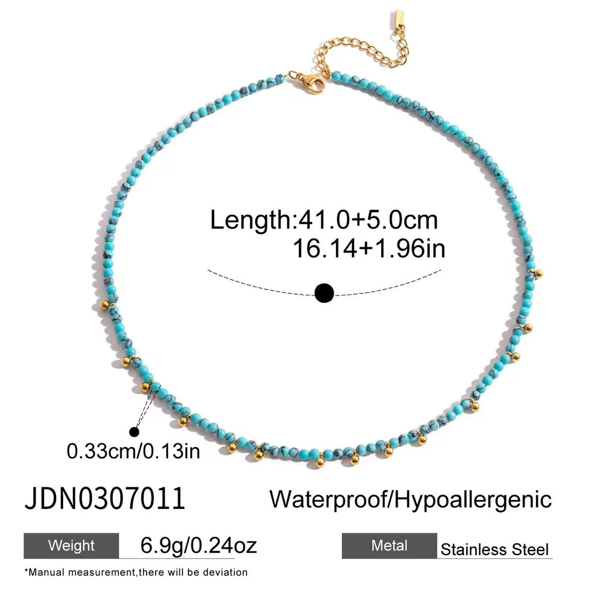 18K Gold Turquoise Evil Eye Pendant Beaded Statement Layered Necklace Set