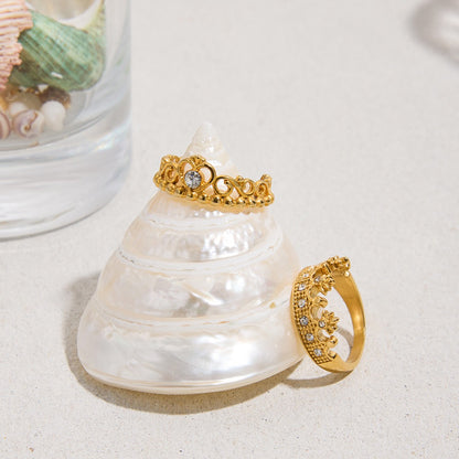 18K Gold Princess Tiara Statement Ring