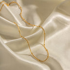 18K Gold Delicate Beaded Chain Choker Necklace
