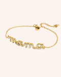18K Gold Heartline Mama Scripted Letter Dainty Chain Bracelet