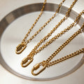 18K Gold Carabiner Paperclip Cuban Link Cable Chain Charm Necklace
