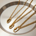 18K Gold Carabiner Paperclip Cuban Link Cable Chain Charm Necklace