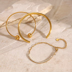 18K Gold Minimalist Paperclip Chain Silm Bangle Tennis Bracelet Stack