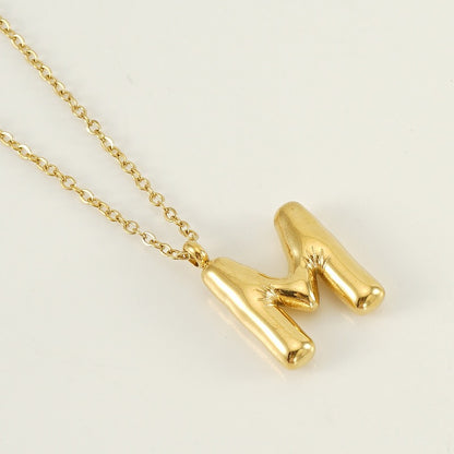 18K Gold Balloon Initial Pendant Necklace