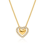 18K Gold Dainty Bling Heart Pendant Necklace