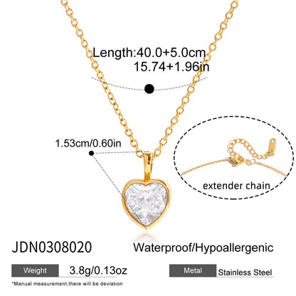 18K Gold Minimal Glow CZ Pendant Paperclip Beaded Chain Layered Necklace Set