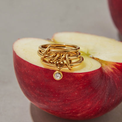 18K Gold and Silver Two Tone Bejeweled Multi Layers Spinelli Stacking Rings