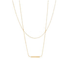 18K Gold Minimalist Bar Double Beaded Chain Layered Necklace
