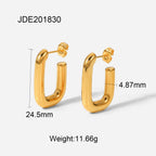 18K Gold U Shape Hoop Huggie Earrings