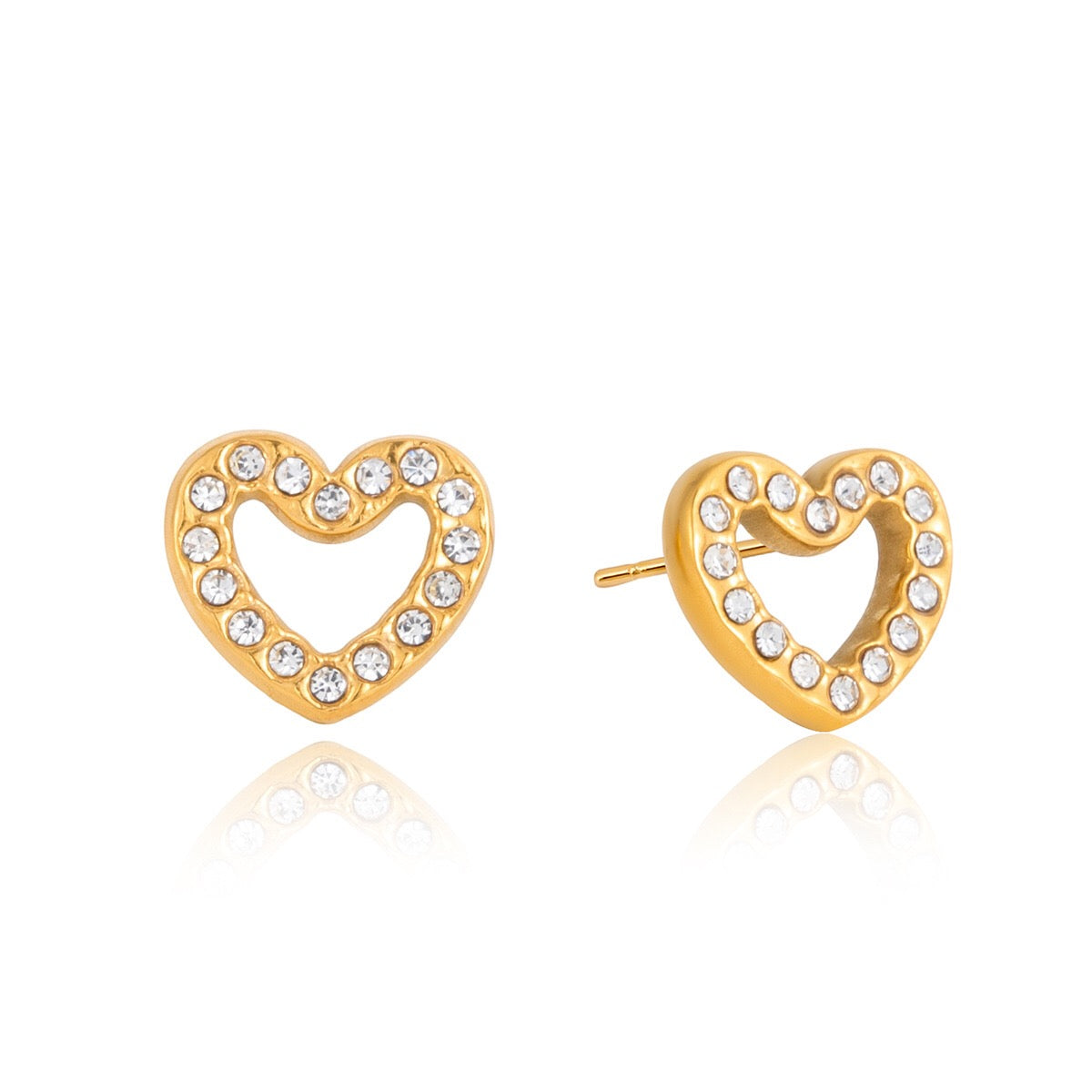 18K Gold Mini Icons Pave Heart Butterfly Cartilage Earrings Ear Studs