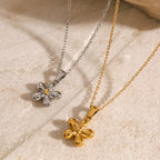 18K Gold Cherry Flower Pendant Necklace