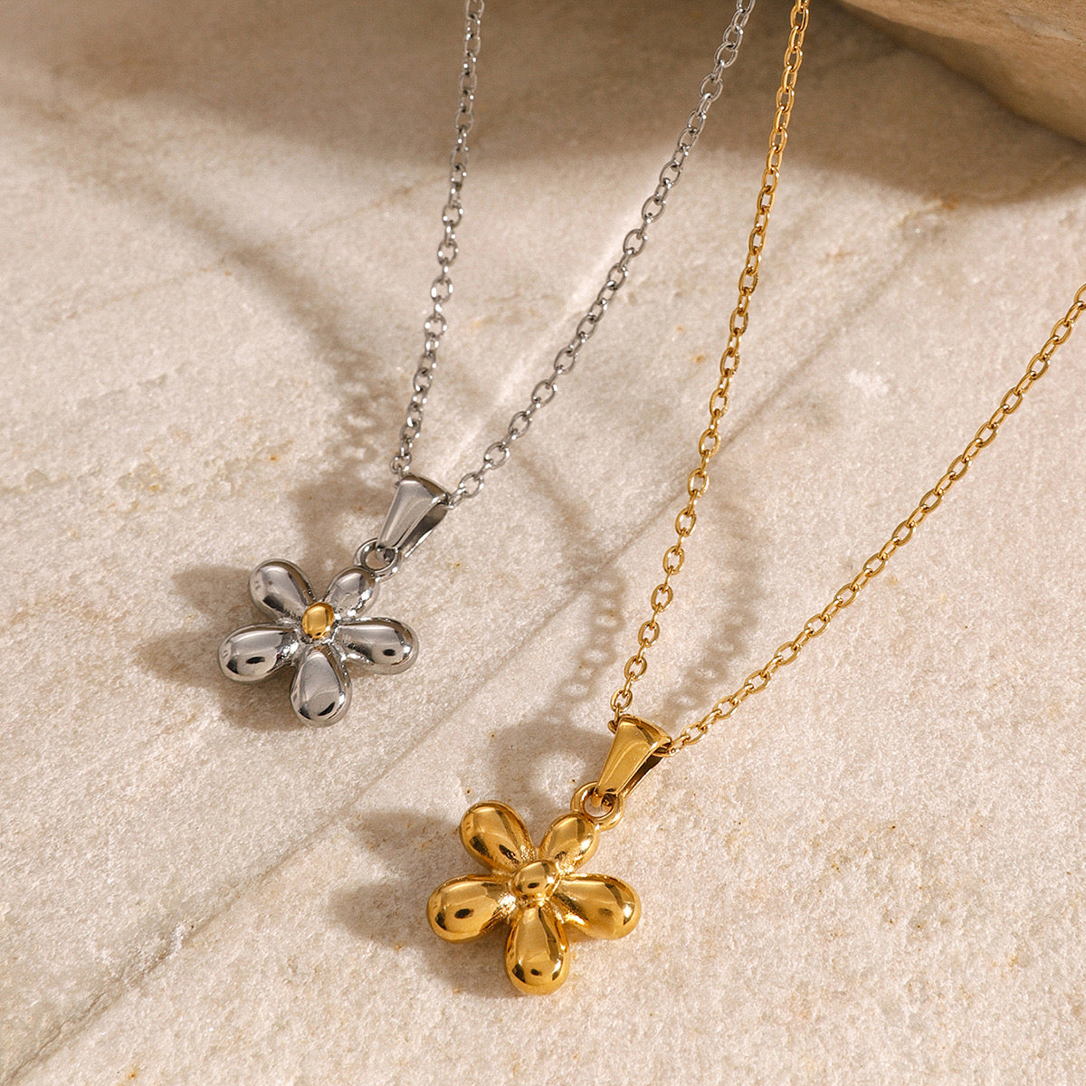 18K Gold Cherry Flower Pendant Necklace