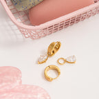 18K Gold Forever Jewel Mismatched Small Hoop Huggie Earrings