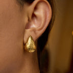 18K Gold Teardrop Opal Stud Earrings Ear Cuff Set