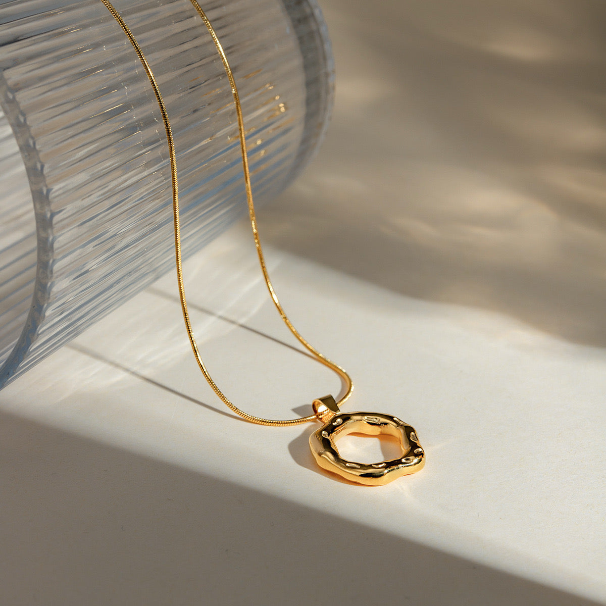 18K Gold Flow Bubble Pendant Necklace