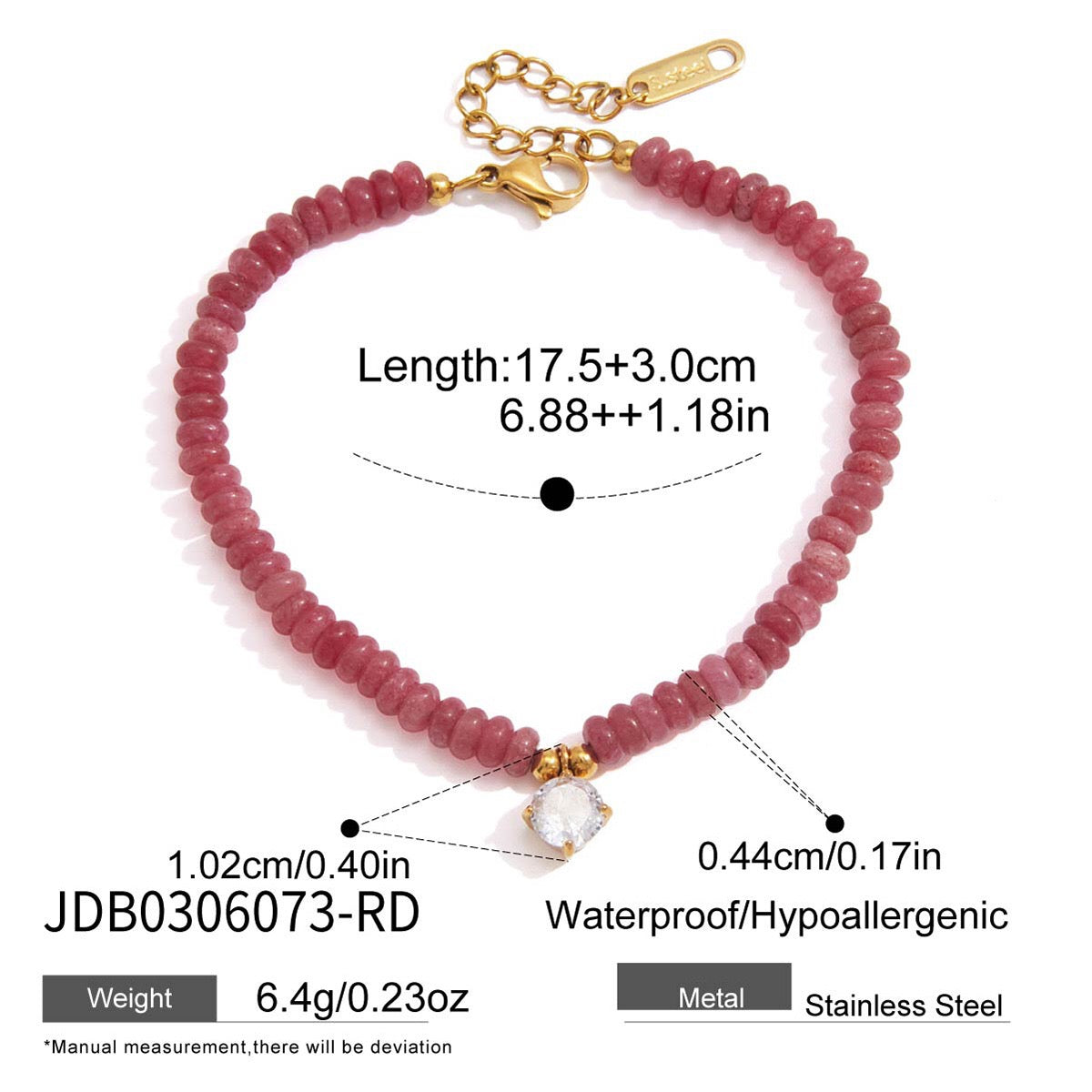 18K Gold Summer Carnival Color Beaded Charm Bracelet
