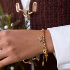 18K Gold Secret Lover Heart Lock and Key Charm Chunky Chain Bracelet