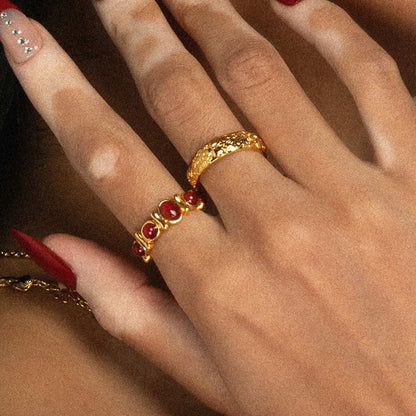 18K Gold Royal Tiger Eye Gemstone Stacking Ring