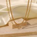 18K Gold Paperclip Cuban Link Chain Layered Necklace Set