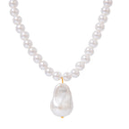 18K Gold Baroque Pearl Chain Statement Pendant Necklace