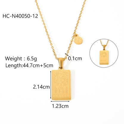 18K Gold Zodiac Plate Pendant Necklace