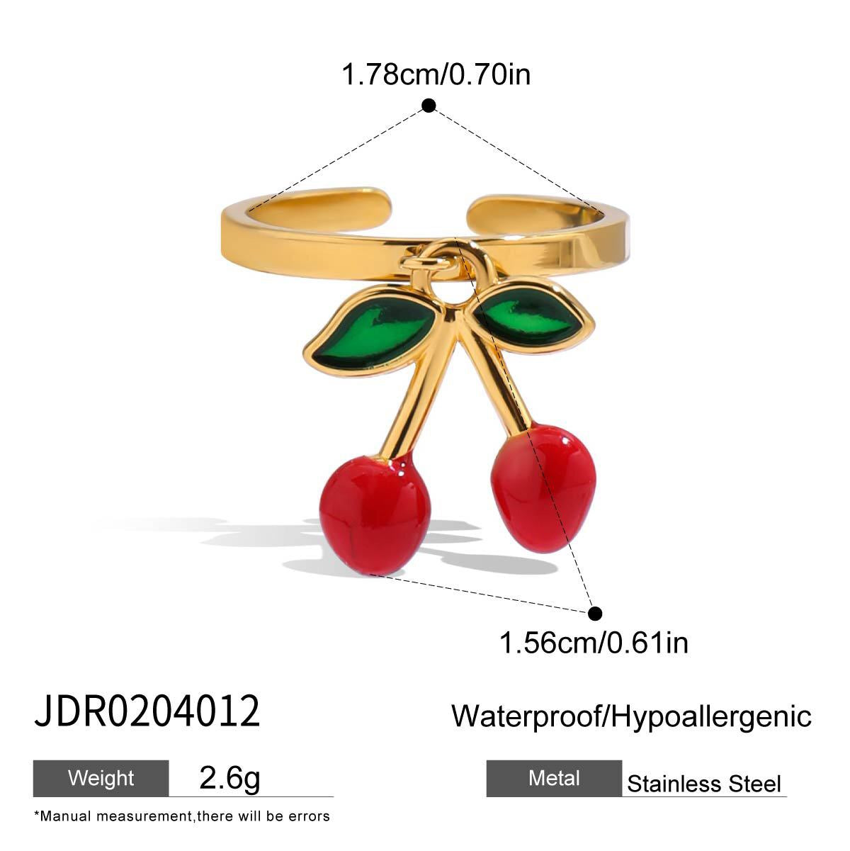 18K Gold Waterproof Red Cherry Trendy Hand Jewelry Chain Bracelet
