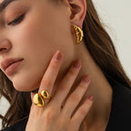 18K Gold Croissant Statement Stud Earrings