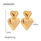18K Gold Gilded Heart Drop Dangle Earrings