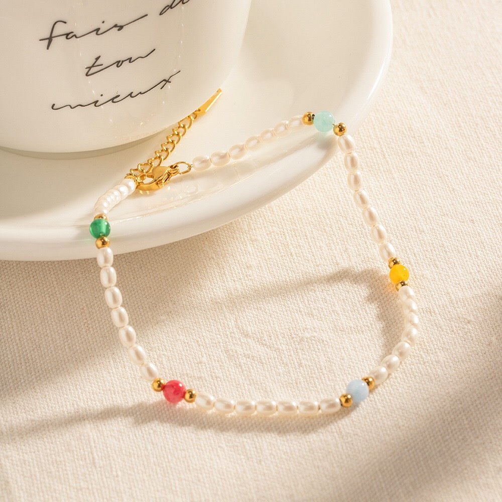 18K Gold Happy Hour Pearl Chain Dainty Anklet