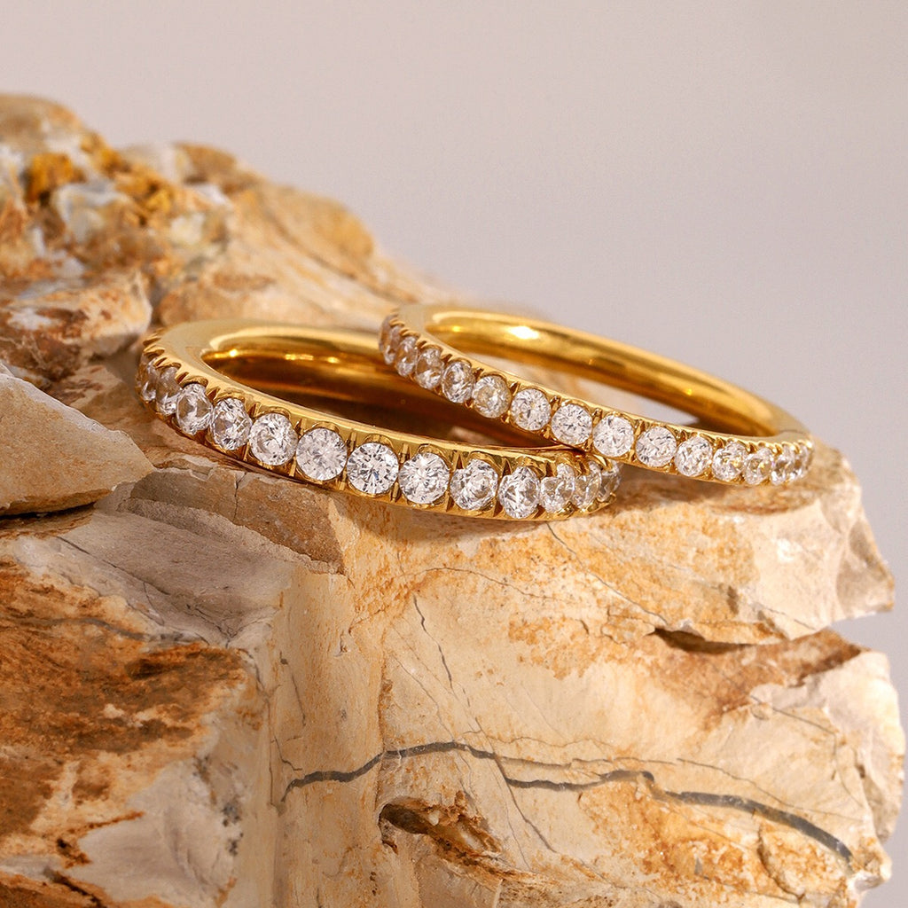 18K Gold Forever Yours Eternity Stacking Promise Couple Ring